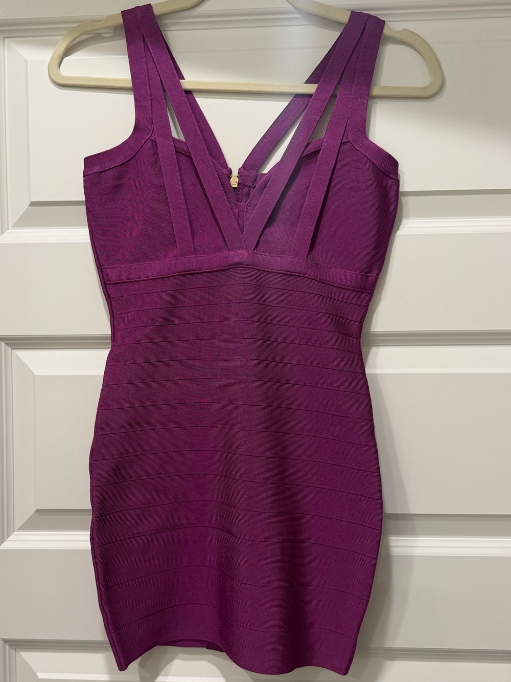 Marciano purple strappy cutout bandage mini dress S